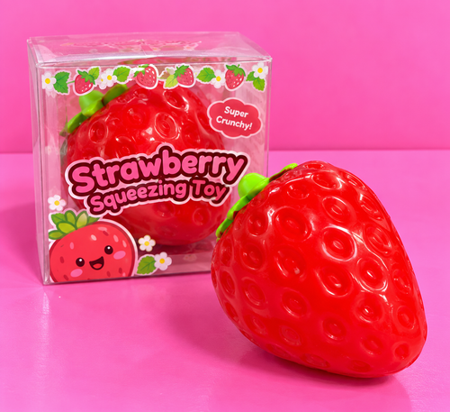 Crunchy Strawberry on pink background