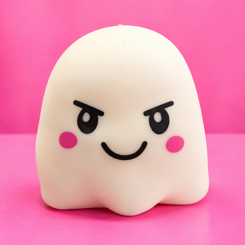 Giant Ghost Squishy on pink background